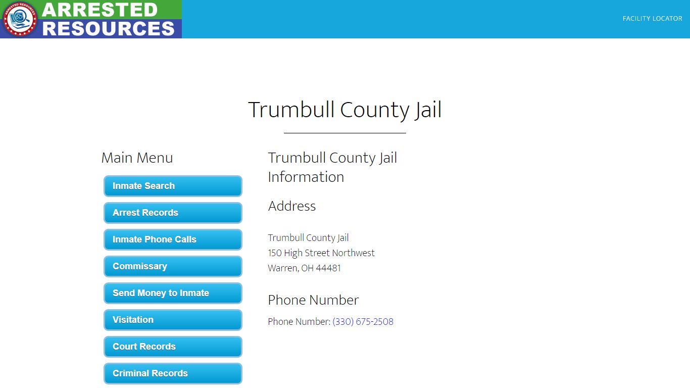 Trumbull County Jail - Inmate Search - Warren, OH - Arrested Resources
