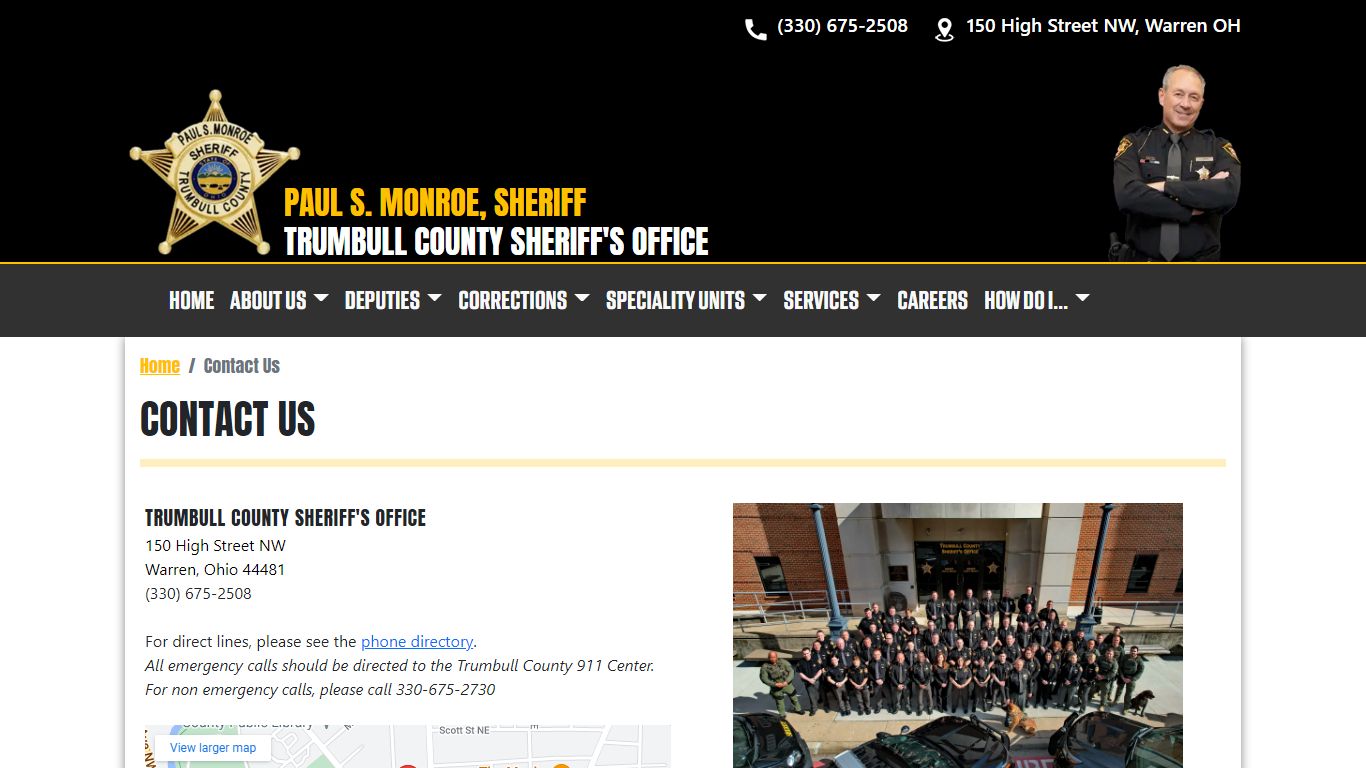 Contact Us - Trumbull County Sheriff